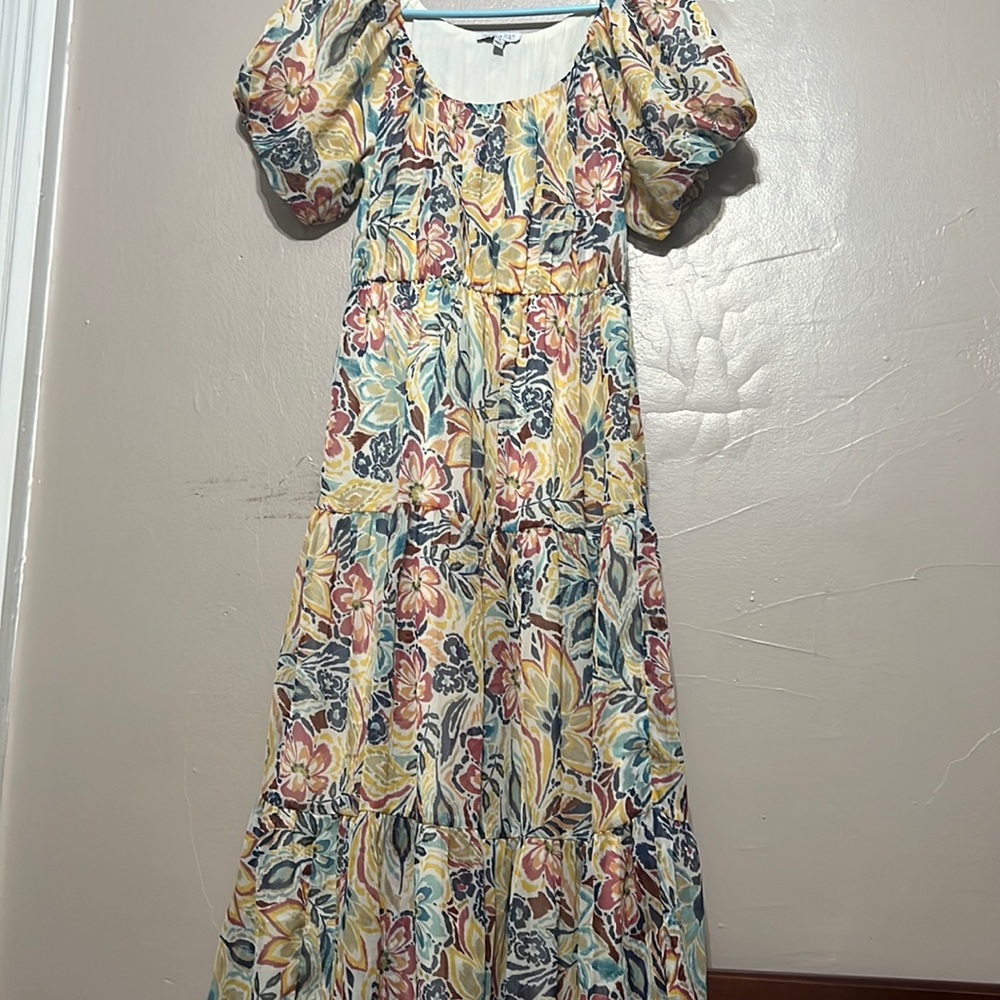 Patrons of Peace flowered print  maxi dress size small like new!